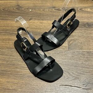 Zara black leather gladiator sandals size 6.5